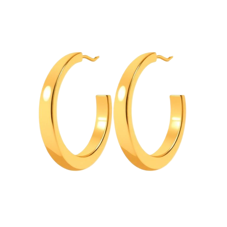 Illustrerade guldiga hoop-örhängen